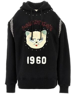 Valentino 'Le Chat De La Maison' Embroidered Hoodie - Black