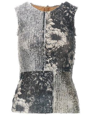 Maison Margiela Sequinned Floral Patchwork Top - Grey