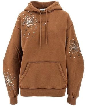 Des Phemmes Felpa Con Strass E Logo Ricamato Donna - Marrone