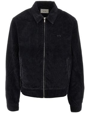 Arte' Corduroy Jacket With Logo Embroidery - Black
