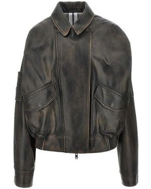S.W.O.R.D Nappa Leather Oversized Bomber Jacket - Black