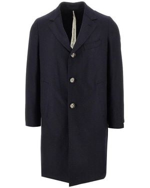 Santaniello Flannel Single-Breasted Tailored Coat - Blue