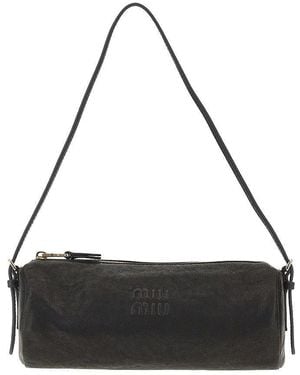 Miu Miu Nappa Leather Pouch With Strap - Black