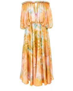 Zimmermann 'Luna' Silk Long Dress - Metallic