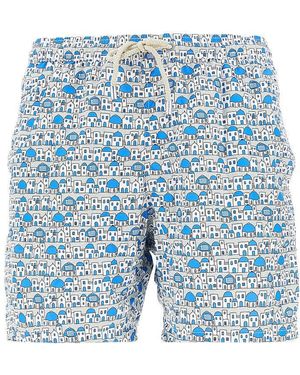 MC2 Saint Barth Santorini View Printed Swim Shorts - Blue
