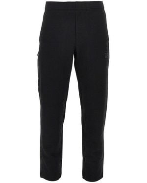 EA7 Cotton-Blend Trousers With Logo Print - Black