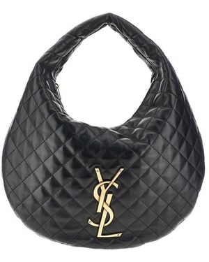 Saint Laurent 'Icare' Quilted Nappa Leather Hobo Bag - Grey