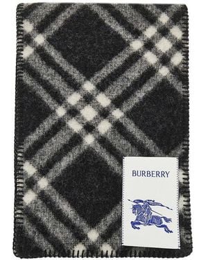 Burberry Check Wool Scarf - Black