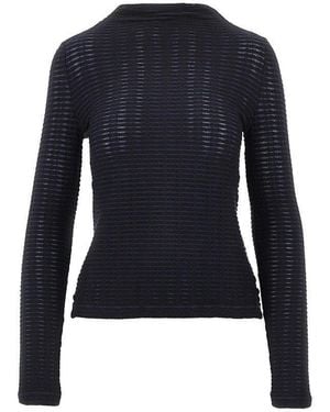 Emporio Armani Striped Jacquard Jersey Top - Blue