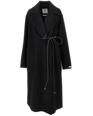 Sportmax Double Drap Wrap Coat - Black