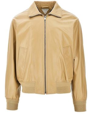 Bottega Veneta Suede Leather Bomber Jacket - Natural