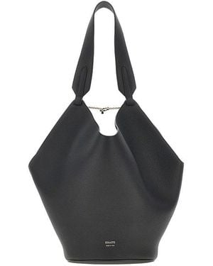 KHAITE Small Leather 'Lotus' Tote Bag - Black