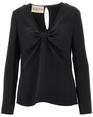 Valentino Cady Couture Top With Bow - Black