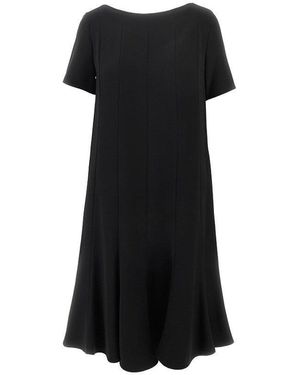 Emporio Armani Tecno Cady Dress With Stitched Pleats - Black