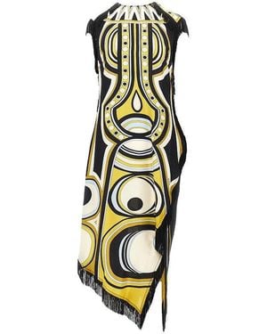 La DoubleJ Printed Silk 'Scarf' Midi Dress - Metallic