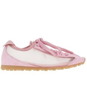 Jacquemus Nubuck Leather And Mesh 'Tennis' Trainers - Pink