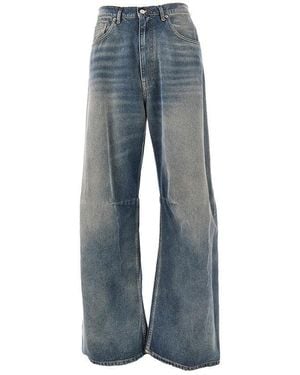 MM6 by Maison Martin Margiela Jeans A Gamba Ampia Con Vita A Taglio Vivo Uomo - Blu
