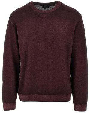 Emporio Armani Garment Dyed Wool Crewneck Jumper - Purple