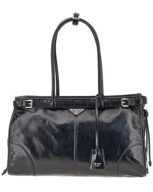 Prada Shiny Leather Large Bonnie' Handbag - Black
