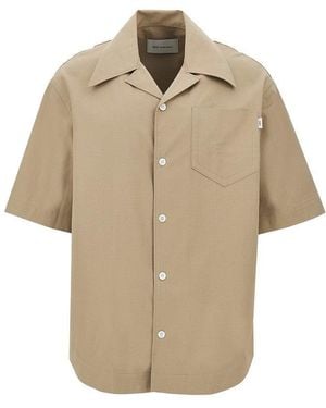 Ami Paris Cotton Gabardine Bowling Shirt - Natural
