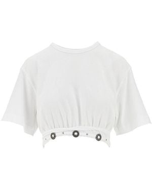 Pinko Cropped T-Shirt With Texan Details - White