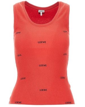 Loewe Canotta A Costine Con Ricamo - Rosso