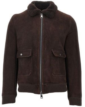 Dacute Washed Waxed Shearling Jacket - Black