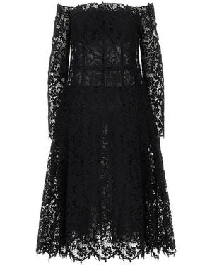 Fendi Macramè Lace Midi Dress - Black