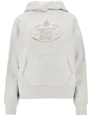 Prada Distressed Cotton Hoodie With - White