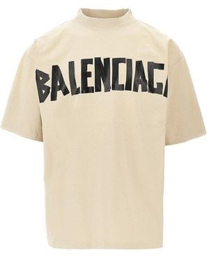 Balenciaga 'Tape Type' Medium Fit T-Shirt - Natural