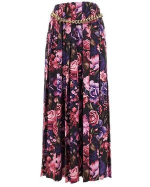 Balenciaga 'Ai Bouquet' Satin Long Skirt - Purple