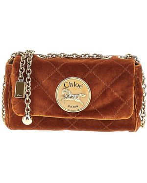 Chloé Small 'Chloé Heritage' Velvet Bag - Brown