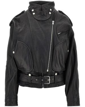 Isabel Marant 'Farza' Leather Biker Jacket - Black