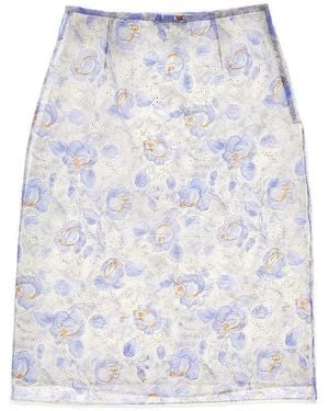 Prada Printed Nylonette Midi Skirt - Blue