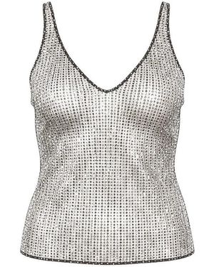 VENUJA Crystal Mesh Top - Grey