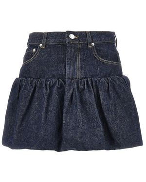 Ganni Denim Mini Bubble Skirt - Blue