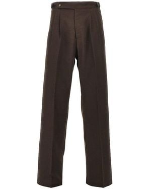 MARSĒM Twill Trousers With Darts - Brown
