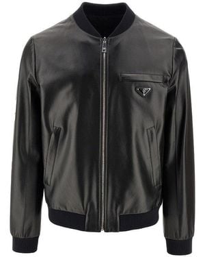 Prada Re-Nylon And Leather Reversible Bomber - Black