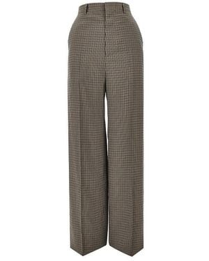 Balenciaga Check Lyocell Tailored Trousers - Brown