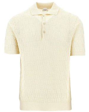 GALLIA KNIT Jacquard Cotton Polo Shirt - Natural