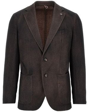 Santaniello Wool-Blend Destructured Jacket - Black