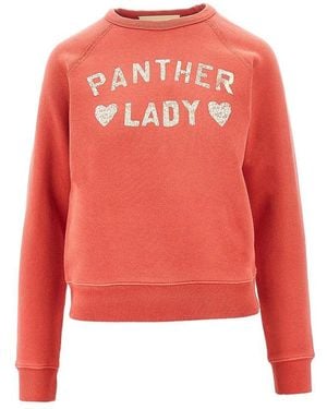 Valentino Felpa Girocollo Con Stampa 'Panther Lady' Donna - Rosso