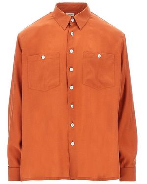 Saint Laurent Habotai Silk Shirt - Orange