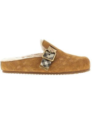 Burberry Check Suede Leather 'Urchin' Clogs - Natural