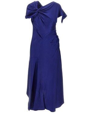 Victoria Beckham Crepe Back Satin Asymmetrical Midi Dress - Blue