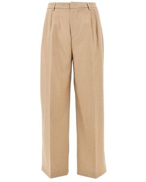 THESTROY Double Dart Light Wool Trousers - Natural