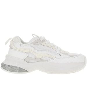 Emporio Armani Mesh Trainers With Leather Details - White