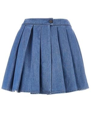 Emporio Armani Check Print Satin Skorts - Blue