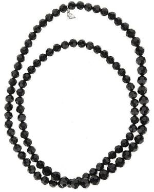 Emporio Armani Multifaceted Beads Long Necklace - Black