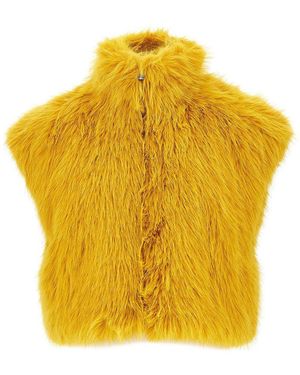 Pinko Faux Fur Vest - Yellow